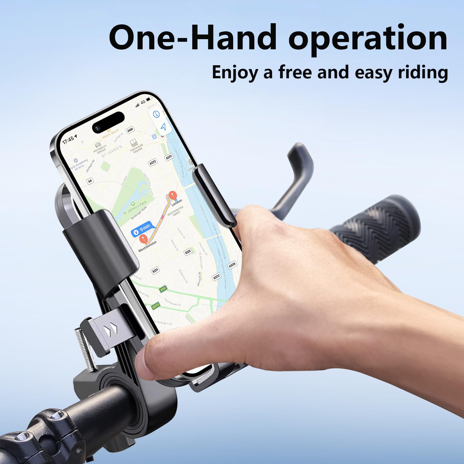 Lelekuai Bike Phone Mount Holder For Electric Scooter, Motorcycle & Ebike - Universal Handlebar Cell Phone Holder, Anti-Shake De